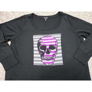 Torrid Skull Sweater Long Sleeve Pullover Black Purple Gray Plus Size 1‎ 1X